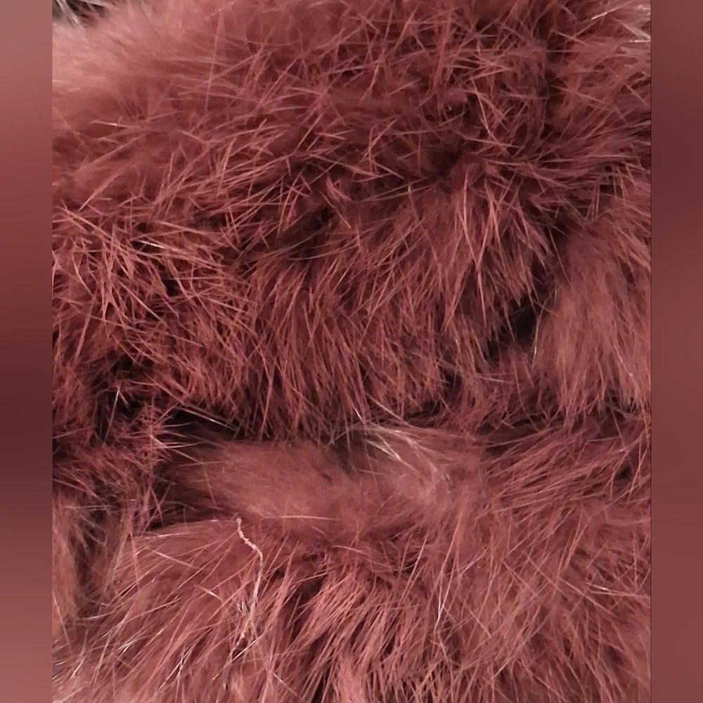 EUC Vintage Purple Rabbit Fur Causal Winter Snow Soft Neck Warmer Scarf Wrap